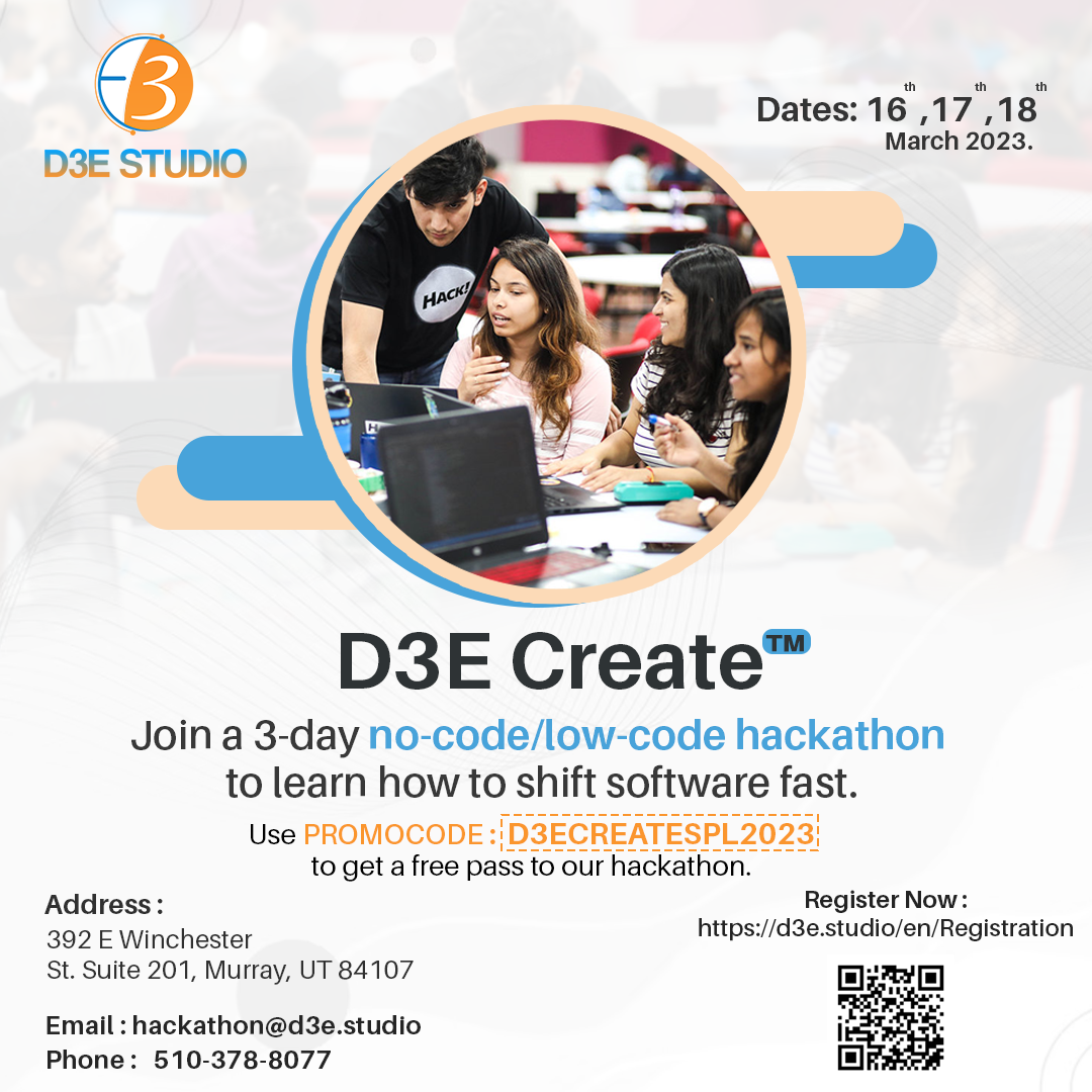 D3E Create | A Hackathon Weekend with D3E’s Low-Code Studio