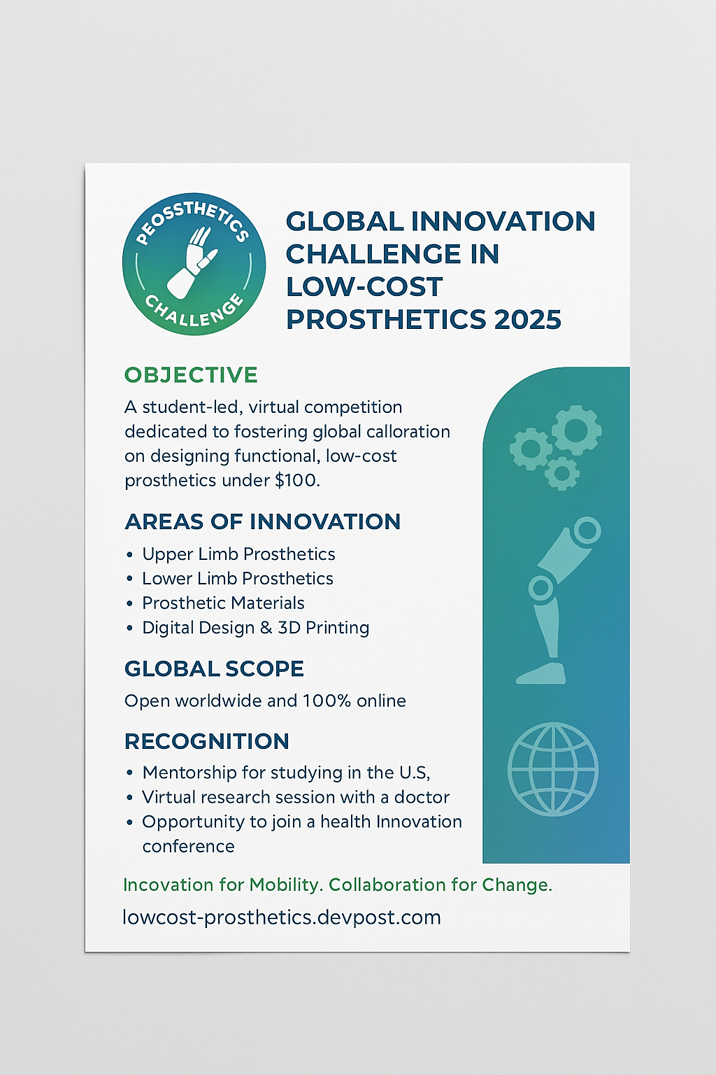 Global Innovation Challenge in Low-Cost Prosthetics 2025