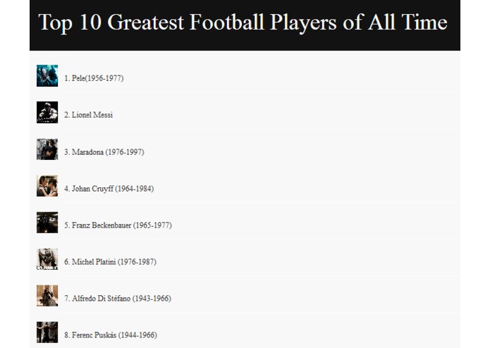 Top10FootballPlayersofAllTime – screenshot 3