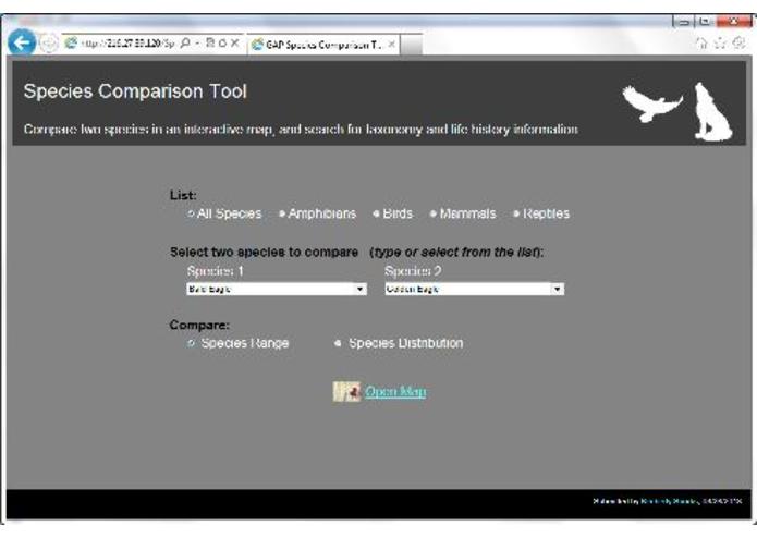 Species Comparison Tool – screenshot 1