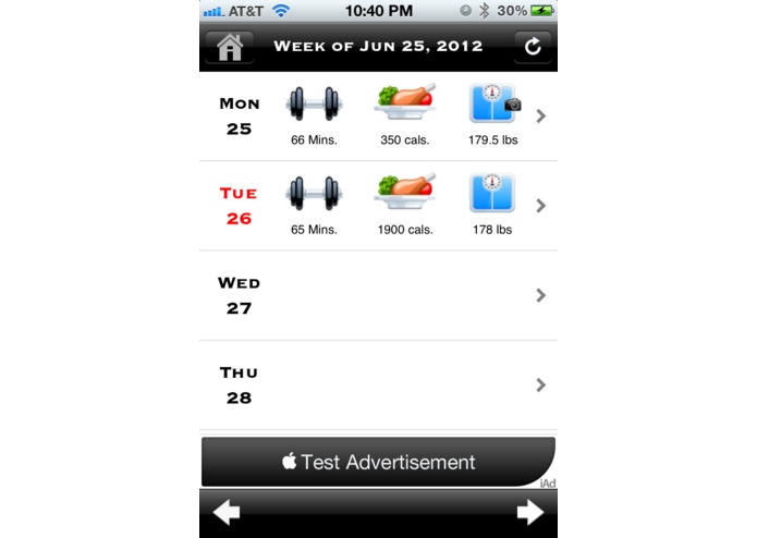 My Fitness Diary – screenshot 1