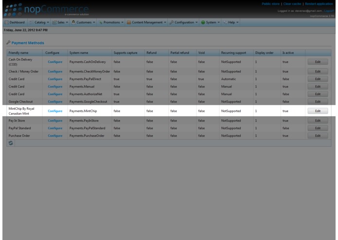 NopCommerce MintChip Payment Plugin – screenshot 1