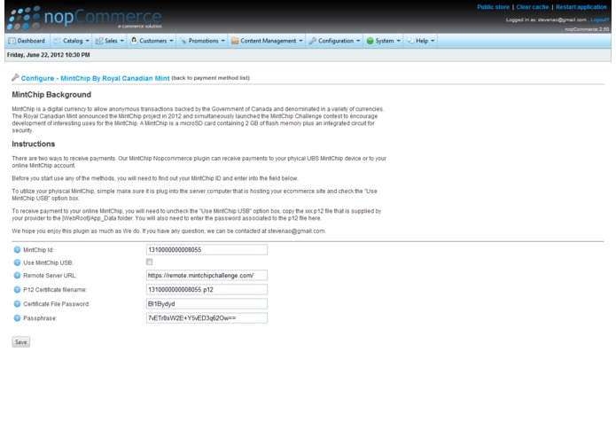 NopCommerce MintChip Payment Plugin – screenshot 2