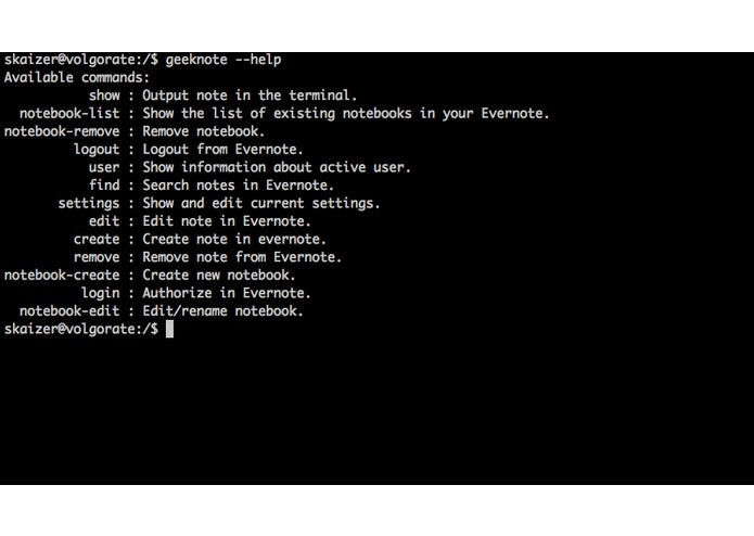 Geeknote - a command line client for Evernote – screenshot 2