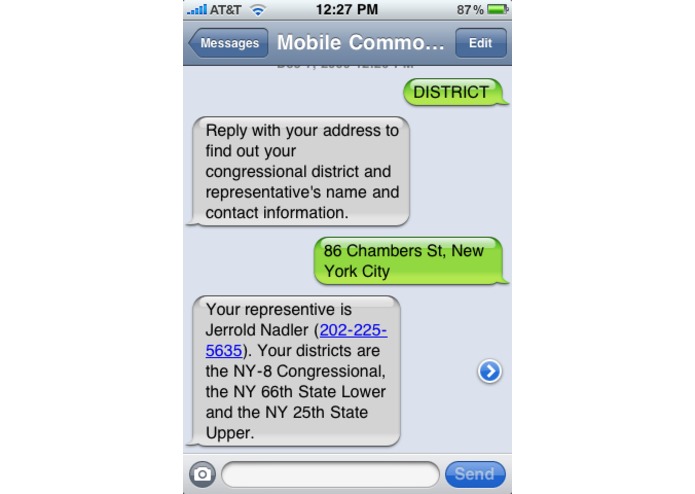 SMS Congressional District Lookup – screenshot 1