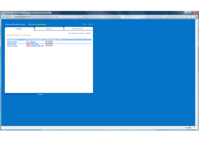 ResultScribe(tm) SMART Platforms Integration Demo – screenshot 2