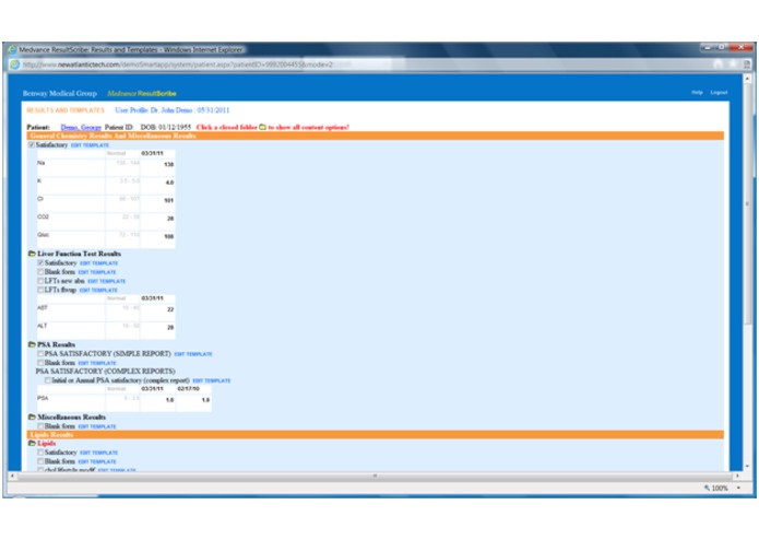 ResultScribe(tm) SMART Platforms Integration Demo – screenshot 3