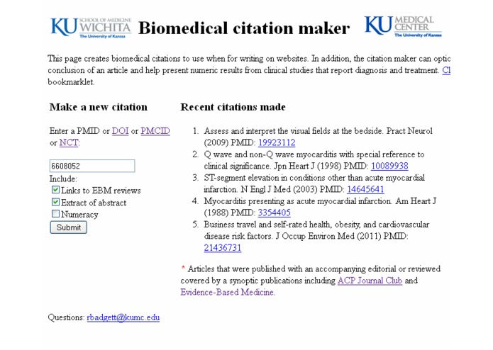 Biomedical Citation Maker for writing on the Web – screenshot 1