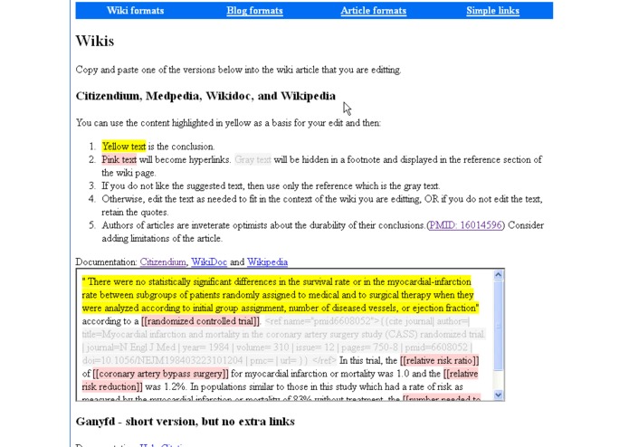 Biomedical Citation Maker for writing on the Web – screenshot 3