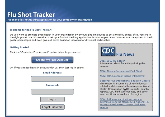 Online Flu Shot Tracker – screenshot 1