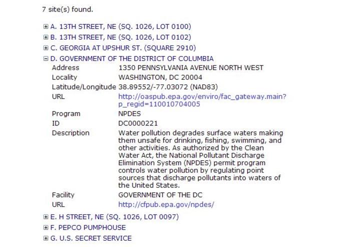 EPA Sites – screenshot 2