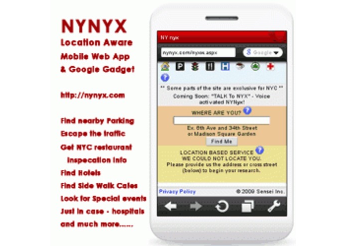 NY Nyx - Location aware Mobile Web App – screenshot 1