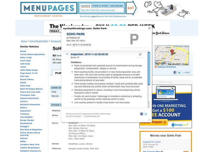 NYC Health Ratings Bookmarklet Tool – screenshot 3