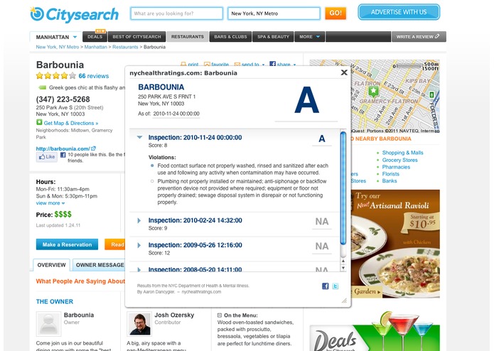 NYC Health Ratings Bookmarklet Tool – screenshot 5