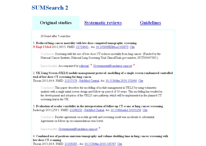 SUMSearch – screenshot 2
