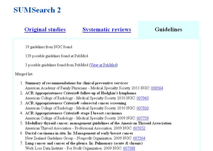 SUMSearch – screenshot 3