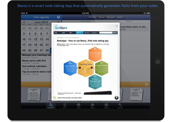 Beesy HD for iPad - smart note taking and automated ToDo – screenshot 1