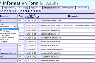 Personal Health Record ( PHR ) web site Flu section