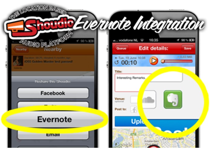 Remember audiomoments on Shoudio with Evernote. – screenshot 1