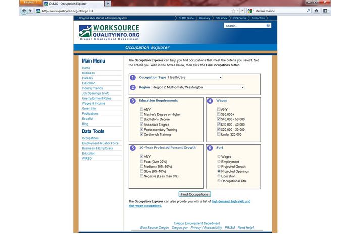 Oregon Occupational Explorer – screenshot 1