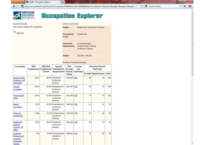 Oregon Occupational Explorer – screenshot 2