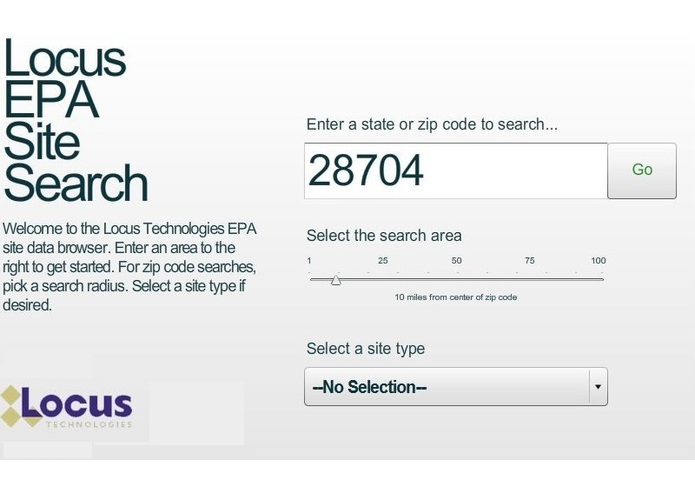 Locus EPA Site Search Application – screenshot 1