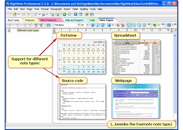 Rightnote - Evernote note's in a tree outline – screenshot 4