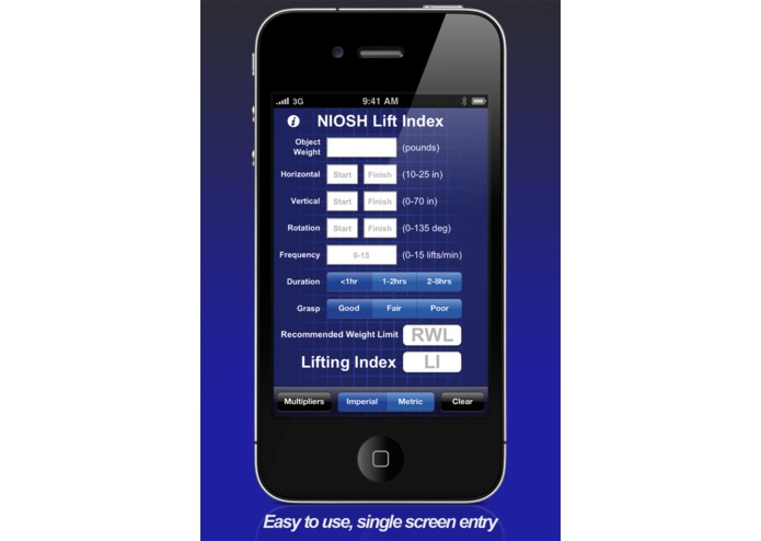 NIOSH Lift Index App – screenshot 2
