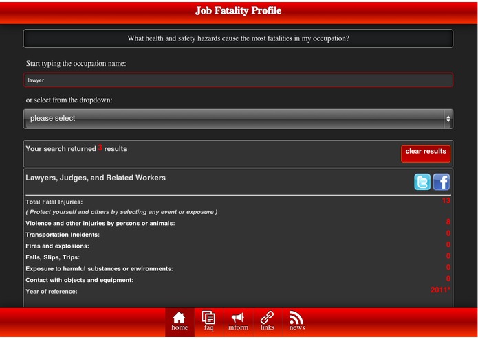 Job Fatality Profile – screenshot 1