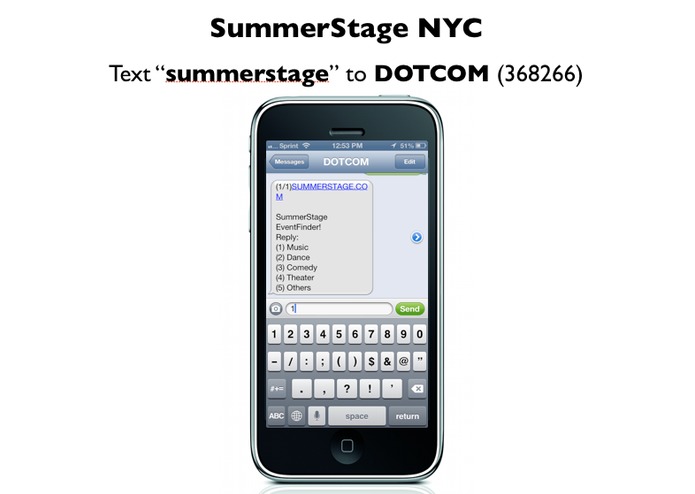 Unofficial SummerStage SMS App EventFinder – screenshot 1