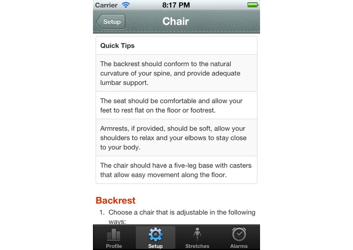 Ergonomics iOS Application – screenshot 2