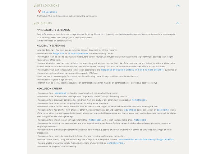 Dynamic Trial Information to Empower Patients – screenshot 4