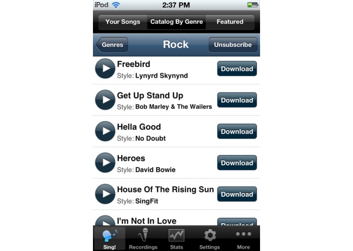 SingFit – screenshot 2