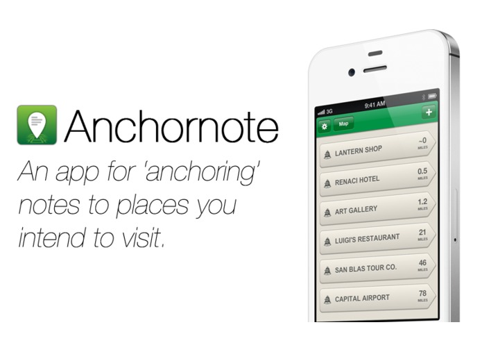 Anchornote (Plan trips by 'anchoring' notes to places) – screenshot 1