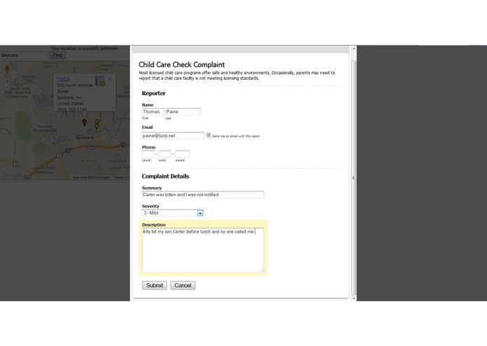 Child Care Check Complaint – screenshot 2