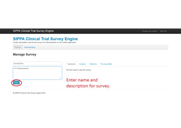 SIPPA Health and Clinical Trial Survey Engine – screenshot 2
