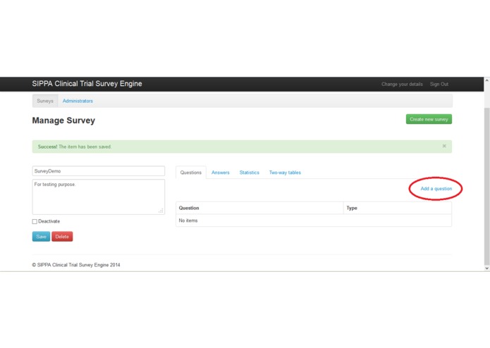 SIPPA Health and Clinical Trial Survey Engine – screenshot 3
