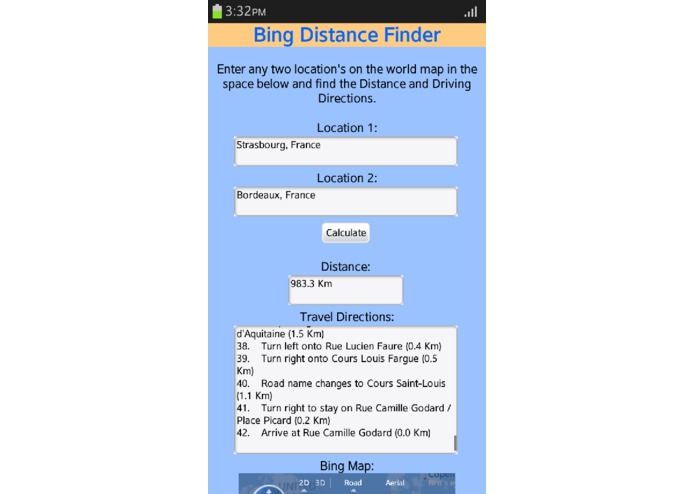 Bing Distance Finder – screenshot 3