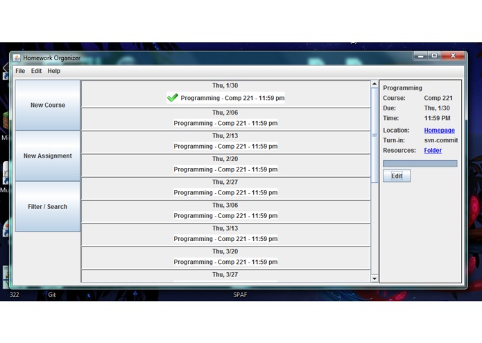 Desktop Homework Organizer – screenshot 1