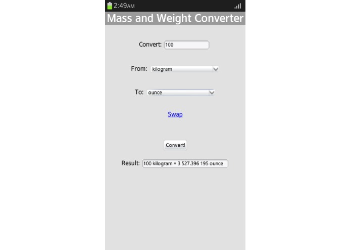 Mass and Weight Converter – screenshot 1