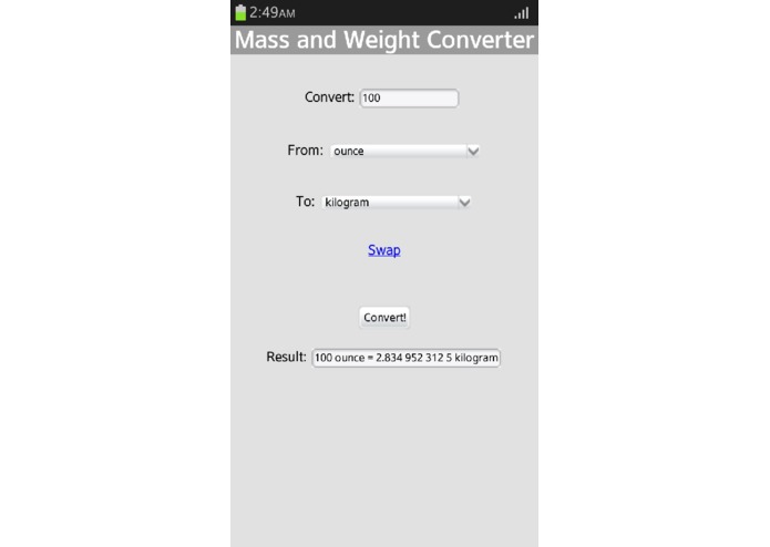 Mass and Weight Converter – screenshot 2