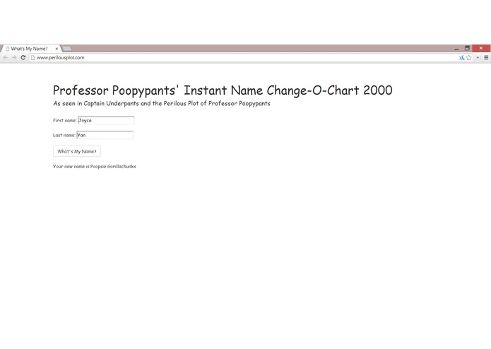 Professor Poopypants' Instant Name Change-O-Chart 2000 – screenshot 1