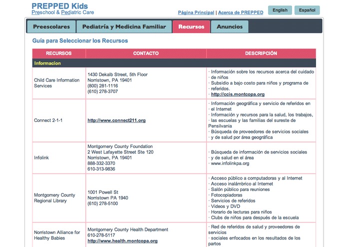 PREPPED Kids - a web & mobile application to increase access to Preschool and Pediatric services for low income families – screenshot 2