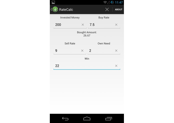 RateCalc – screenshot 2