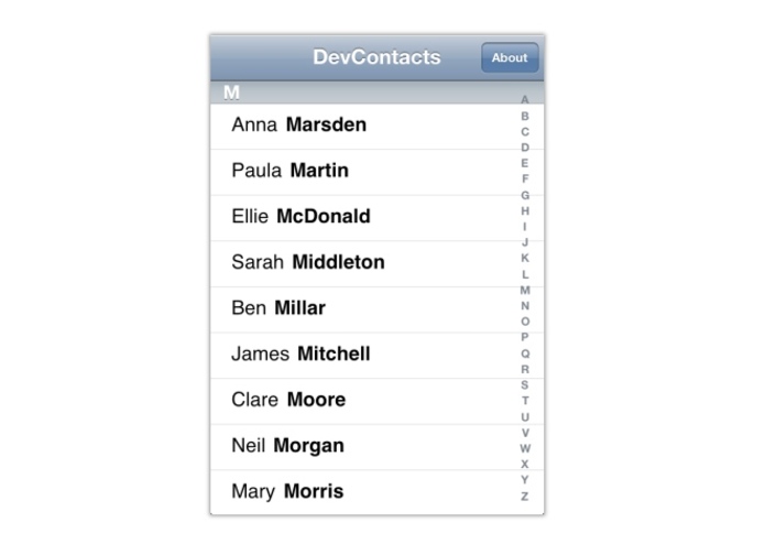 DevContacts – screenshot 1