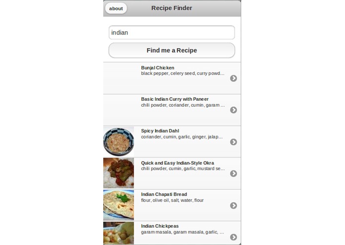 recipe finder – screenshot 1