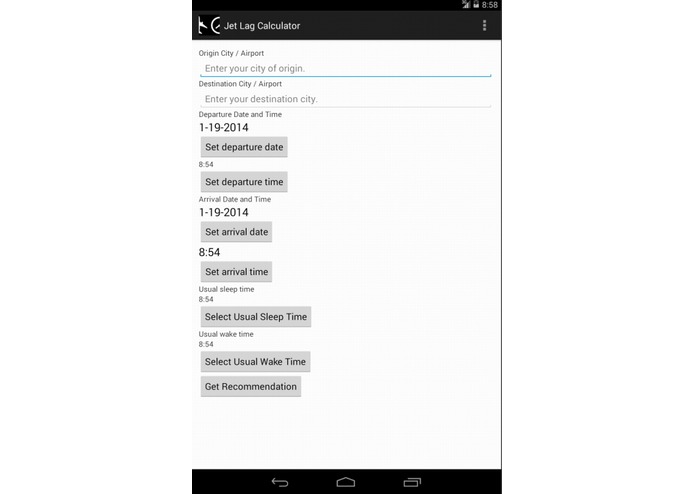 Jet Lag Calculator – screenshot 1