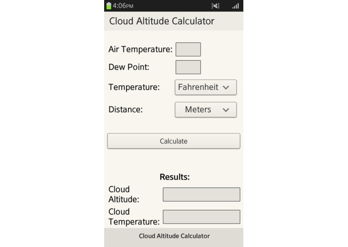 Cloud Altitude calculator – screenshot 1