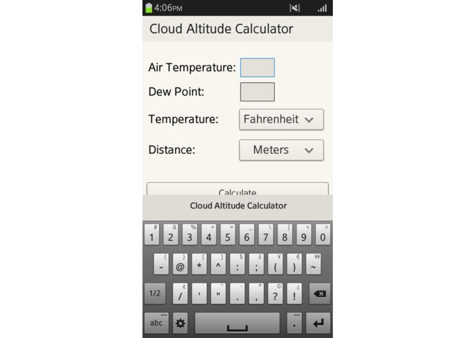 Cloud Altitude calculator – screenshot 2