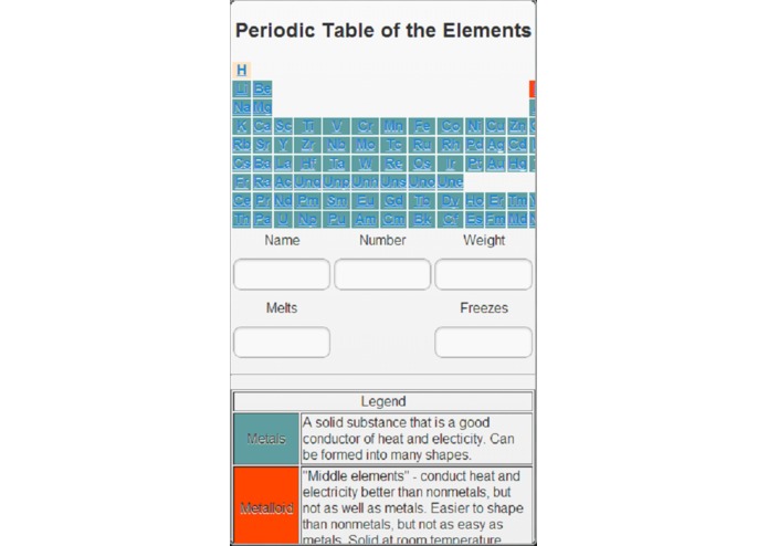 periodic table – screenshot 1